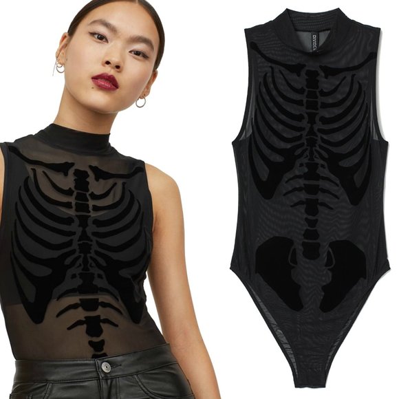 Divided Tops - Skeleton Mesh Bodysuit